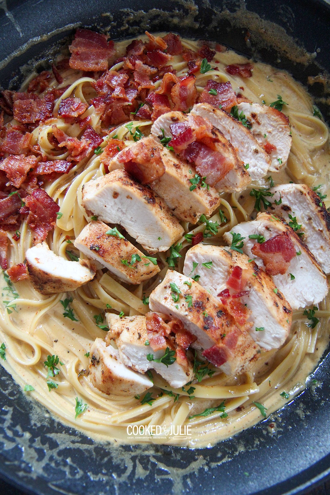 pasta in a skillet 