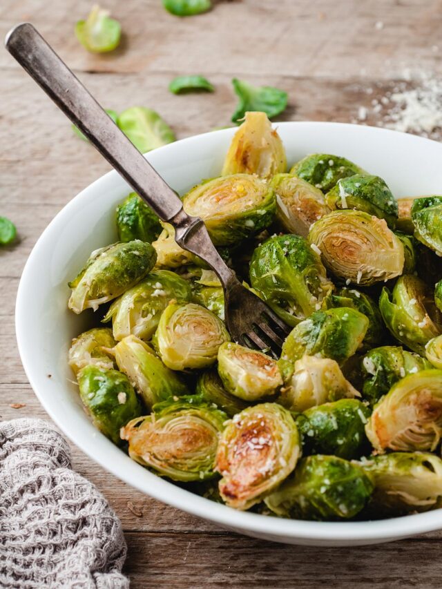 Roasted Parmesan Brussel Sprouts Cooked by Julie