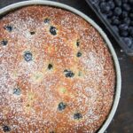 lemon blueberry cream cheese coffee cake with fresh blueberries on the side