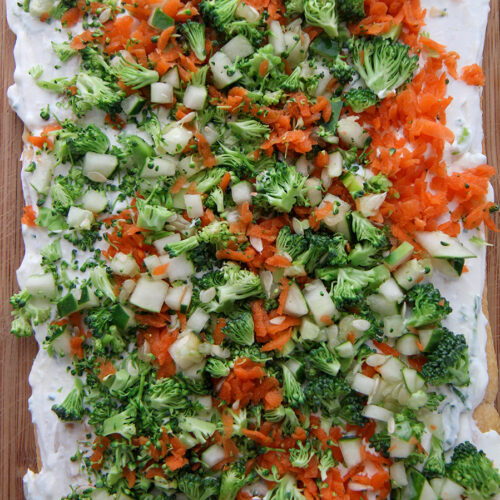 veggie bars on a wooden board.