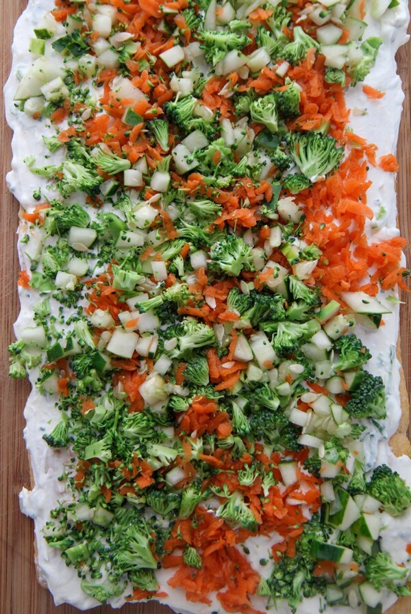 veggie bars on a wooden board.