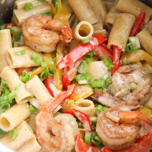 rasta pasta with shrimp in the instant pot.