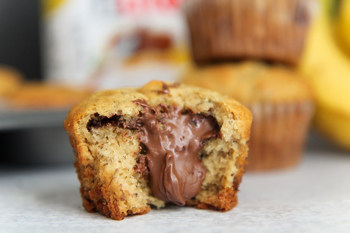 horizontal photo of a muffin up close.