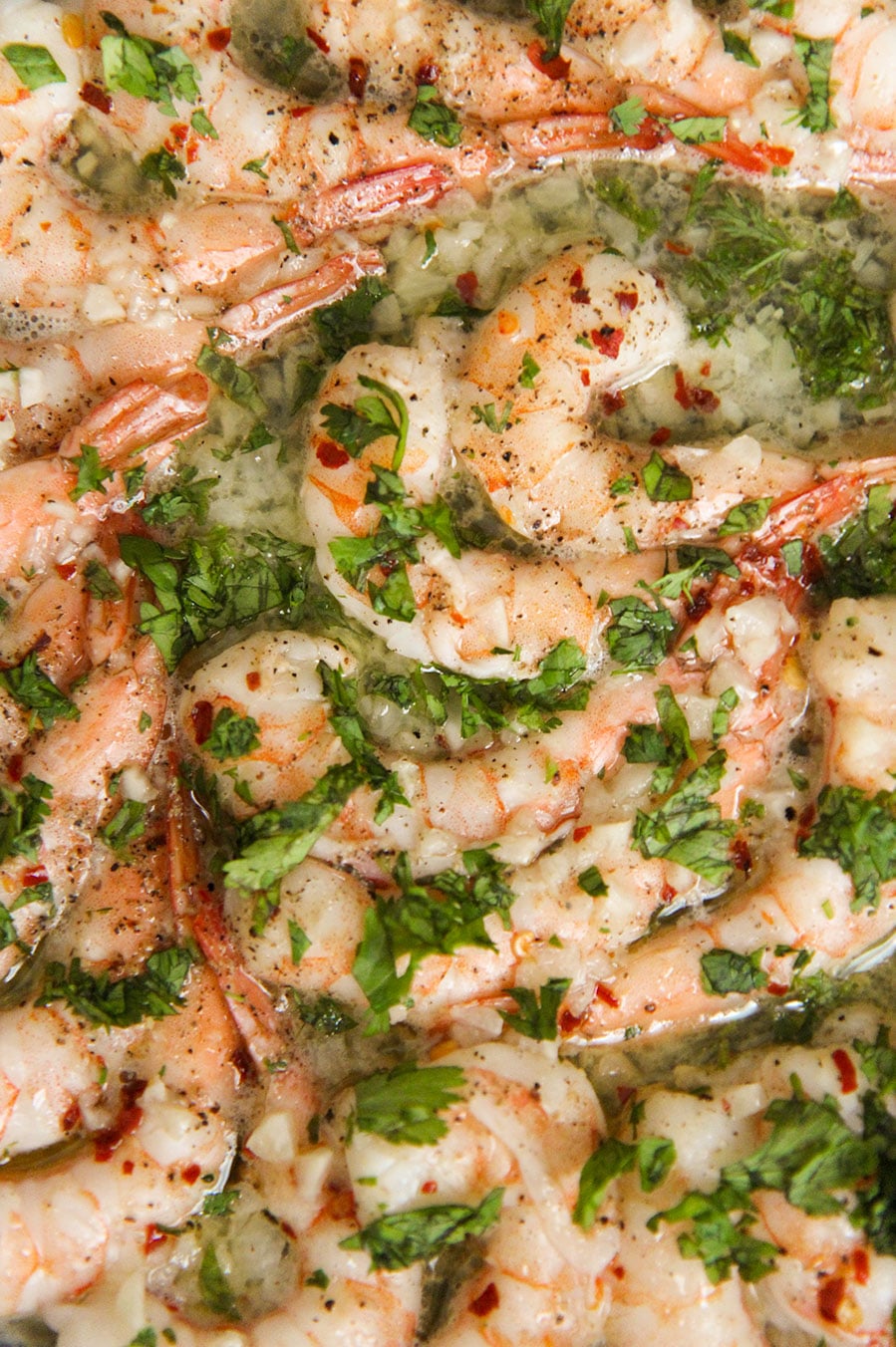 baked shrimp scampi up close.