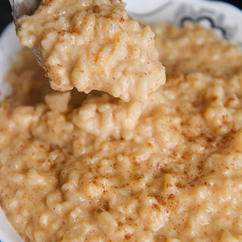 pumpkin rice pudding up close.