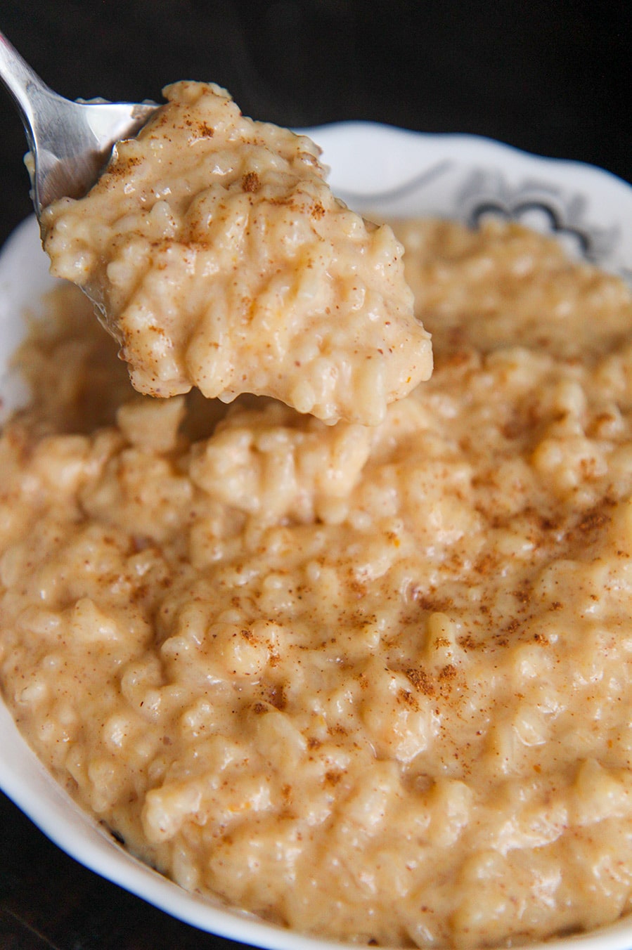 pumpkin rice pudding up close.