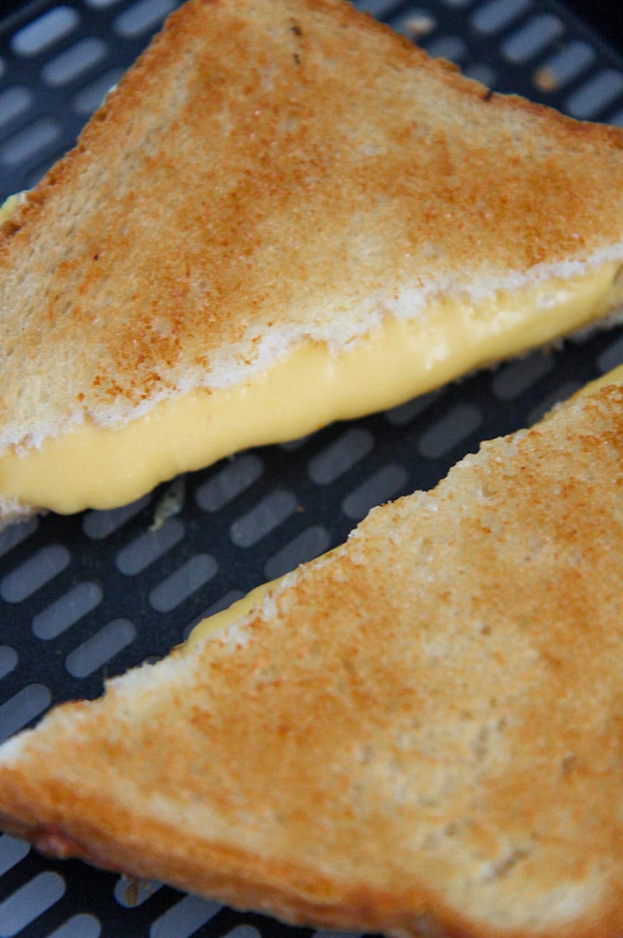grilled cheese on the air fryer basket.