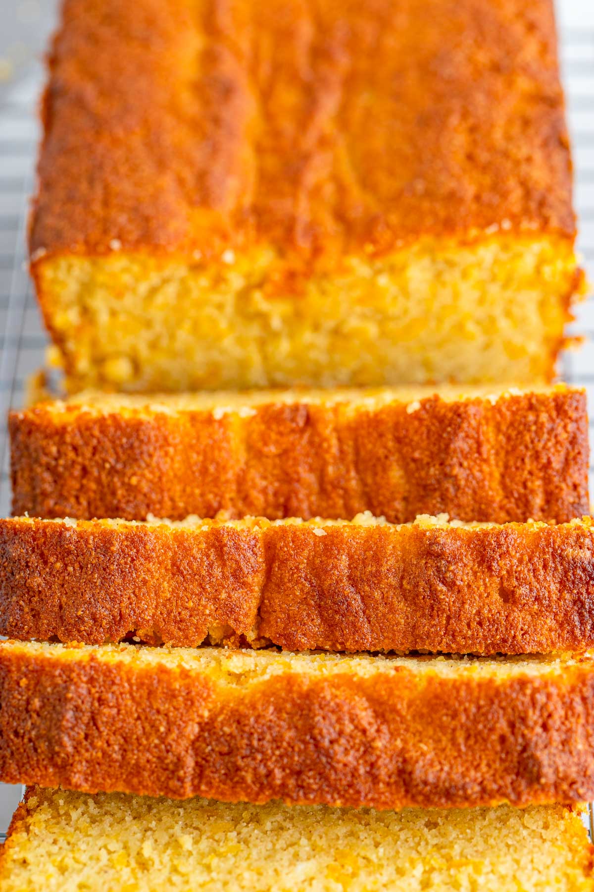 sliced sweet potato bread up close. 