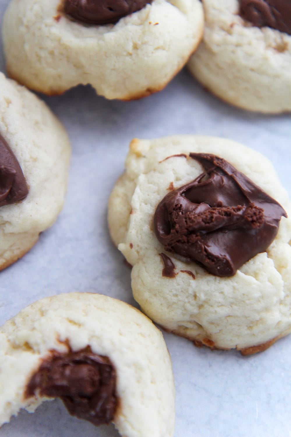 cream cheese nutella cookies up close. 