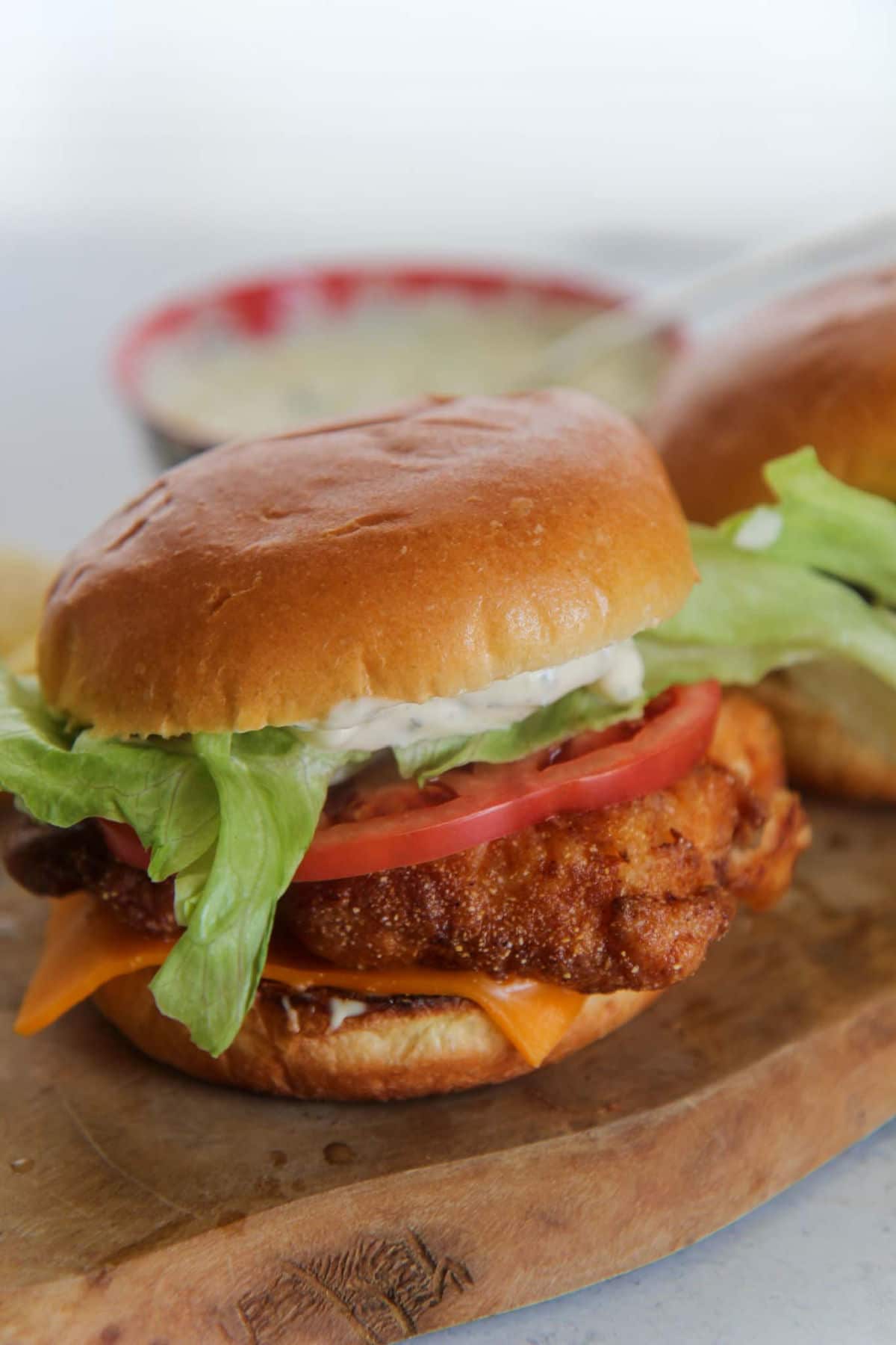 fried fish sandwich up close.