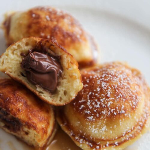 Nutella stuffed pancakes up close