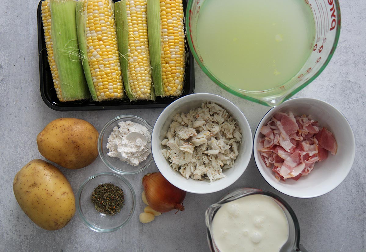 what goes into crab and corn chowder. 