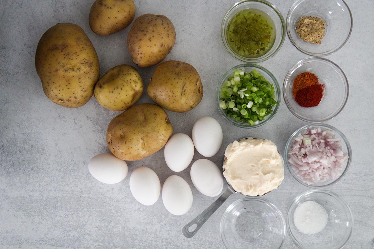 Ingredients for Southern potato salad. 