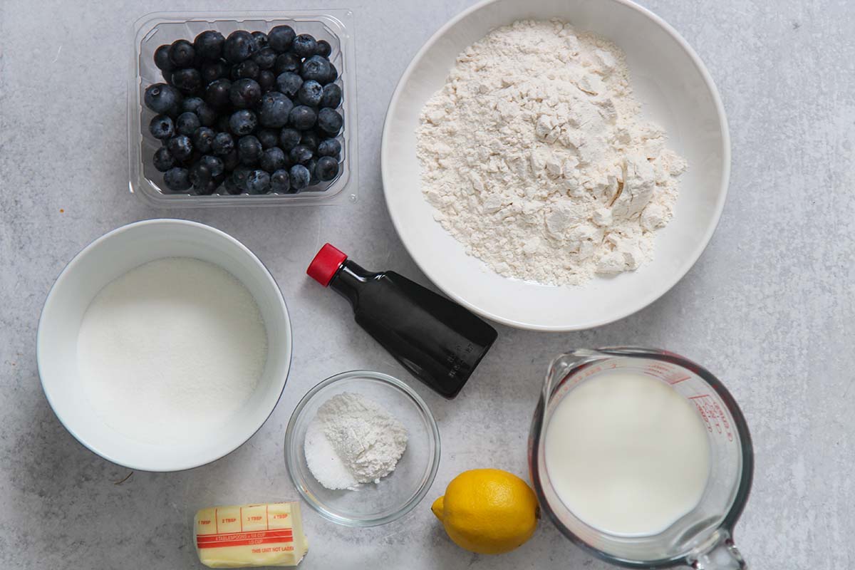 ingredients for blueberry cobbler. 