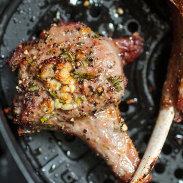 cooked lamb chops in the air fryer.