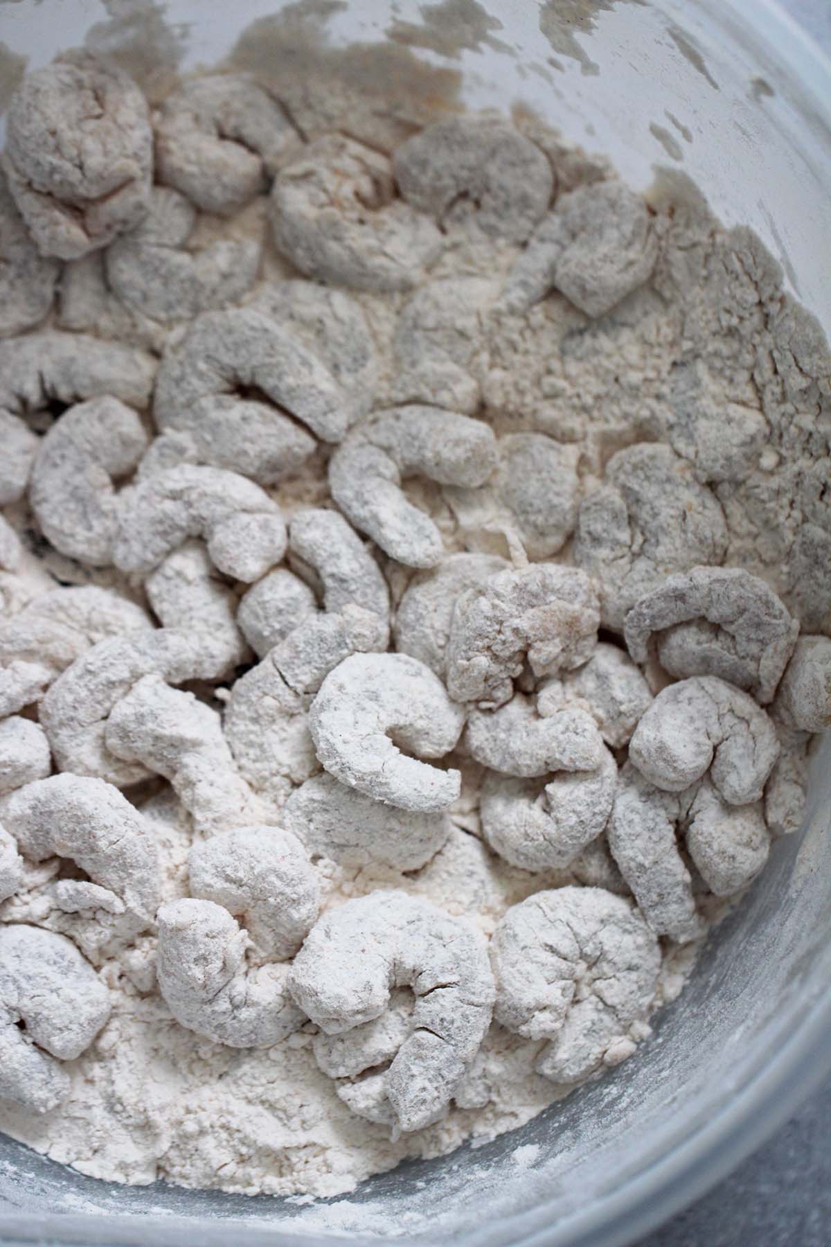 shrimp coated in flour.