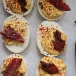 6 candied bacon jalapeno deviled eggs