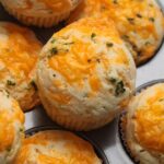 cheddar cheese and chive muffins up close.