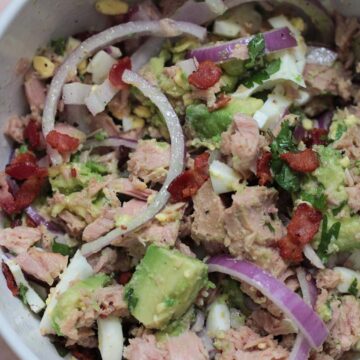 avocado tuna salad in a bowl.