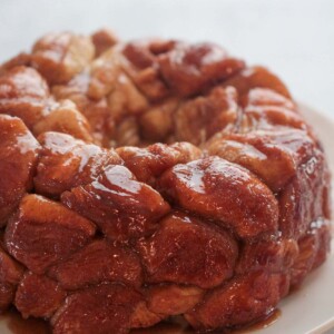 monkey bread on a white plate.