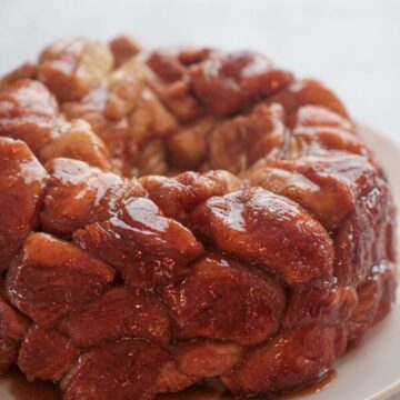 monkey bread on a white plate.