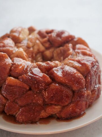 monkey bread on a white plate.