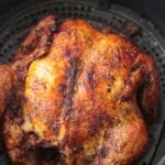 cooked whole chicken in the air fryer.