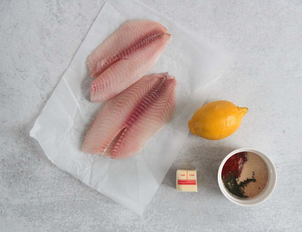 ingredients for air fried tilapia. 