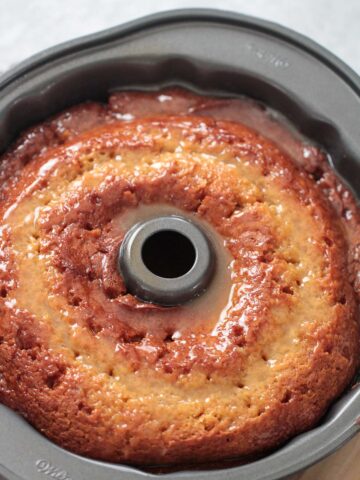 crack cake in a bundt pan.