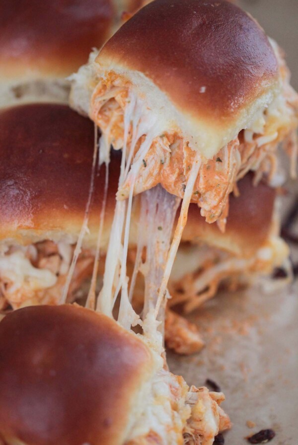buffalo chicken sliders up close.