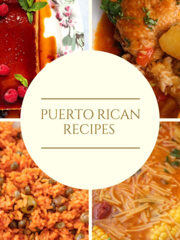 Best Puerto Rican recipes collage with four photos.