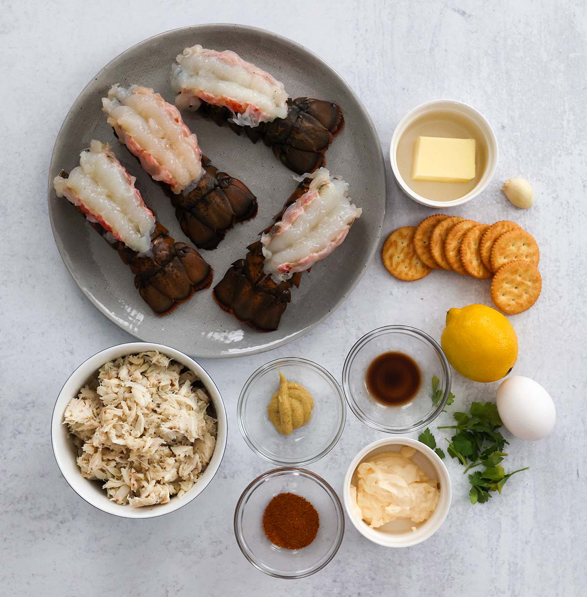 ingredients for air fryer stuffed lobster tails.