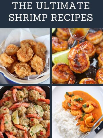 a group of shrimp recipes like fried and stuffed shrimp.