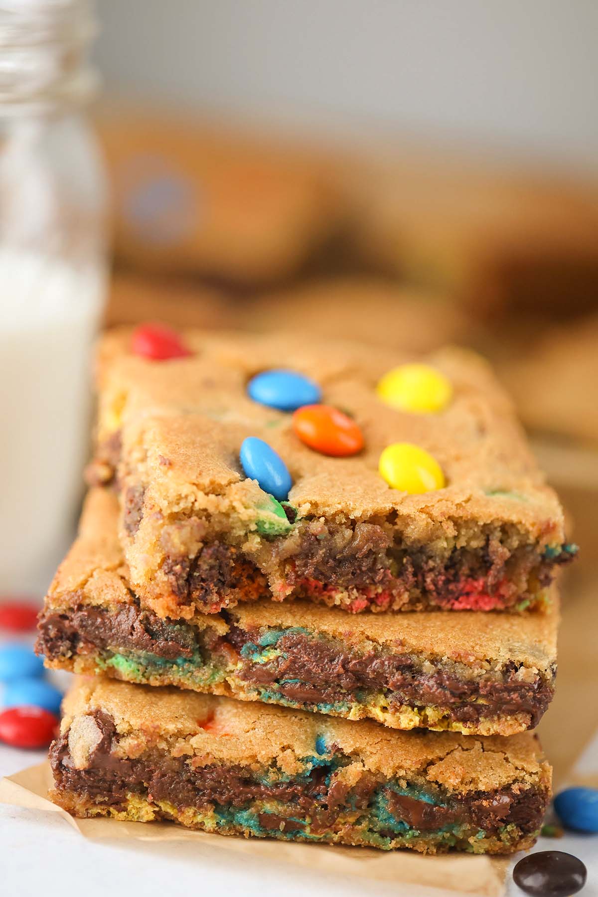 M&M's® Crispy Double Chocolate Peanut Butter Chip Cookie Bars - A