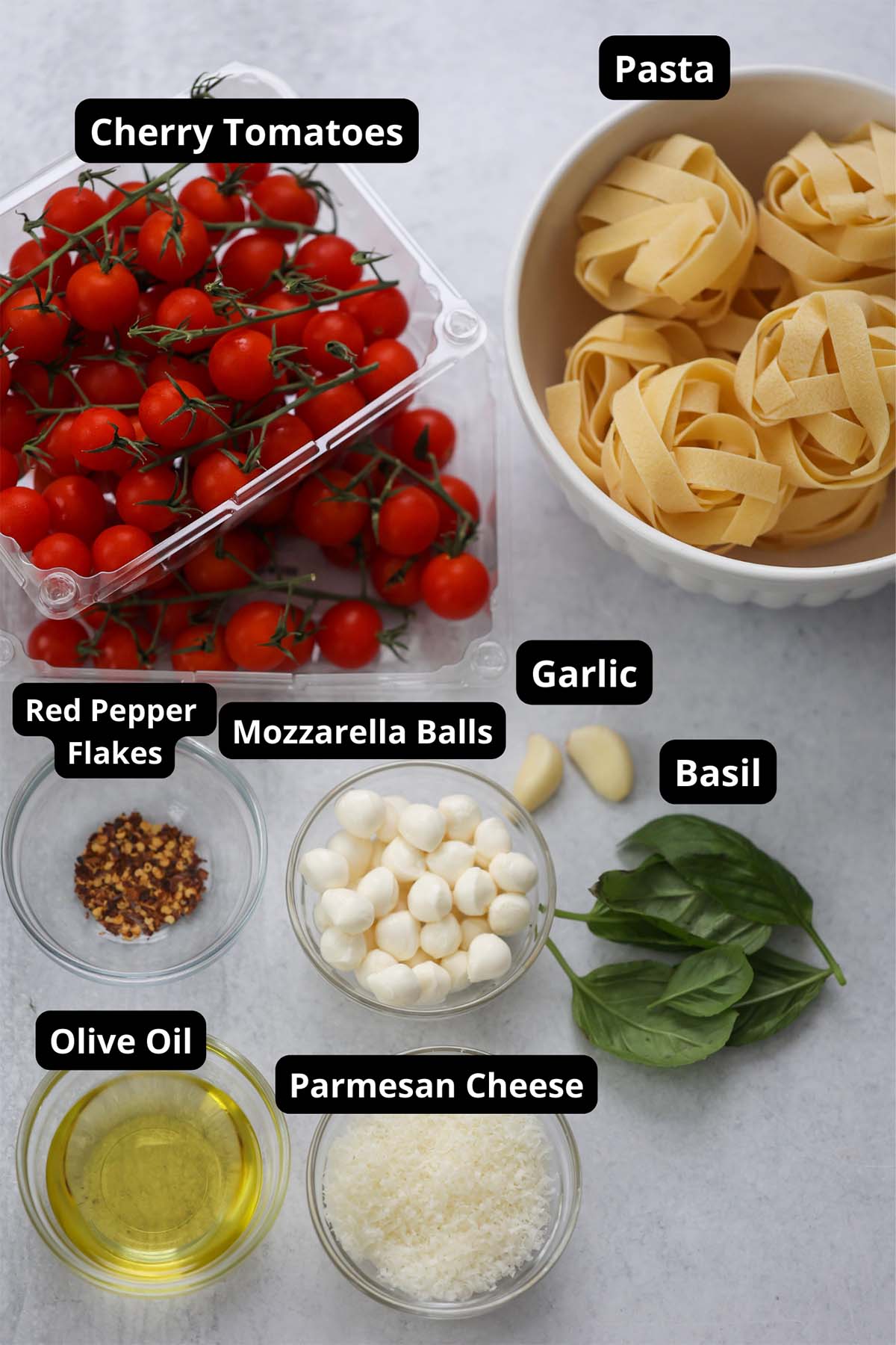 Labeled ingredients. 