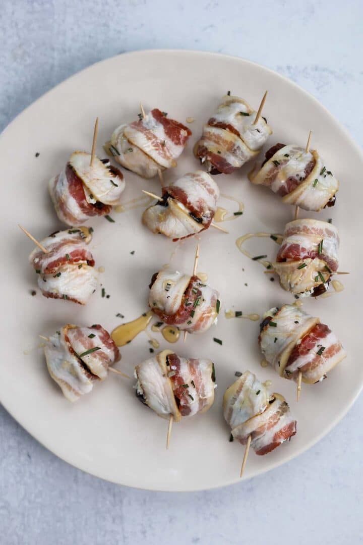 Air Fryer Goat Cheese Bacon Wrapped Dates Cooked by Julie