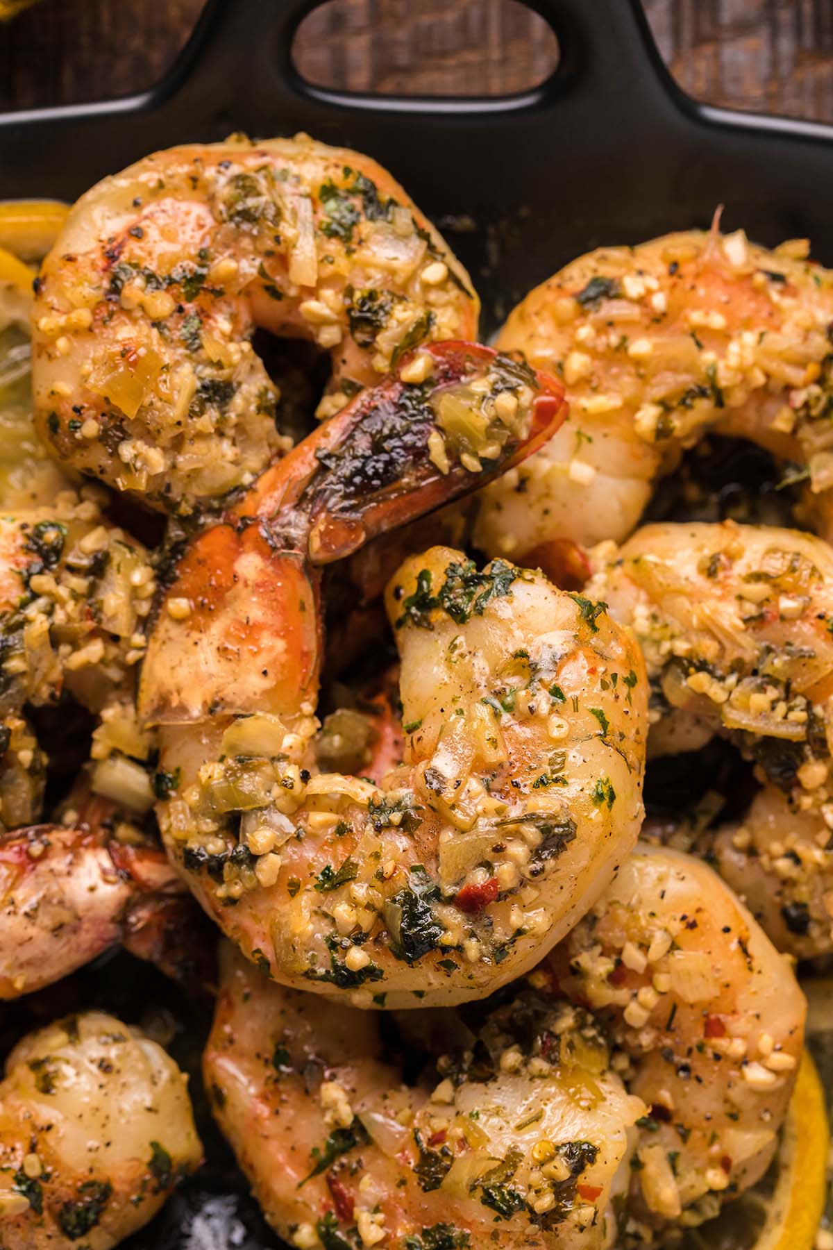 baked shrimp up close. 