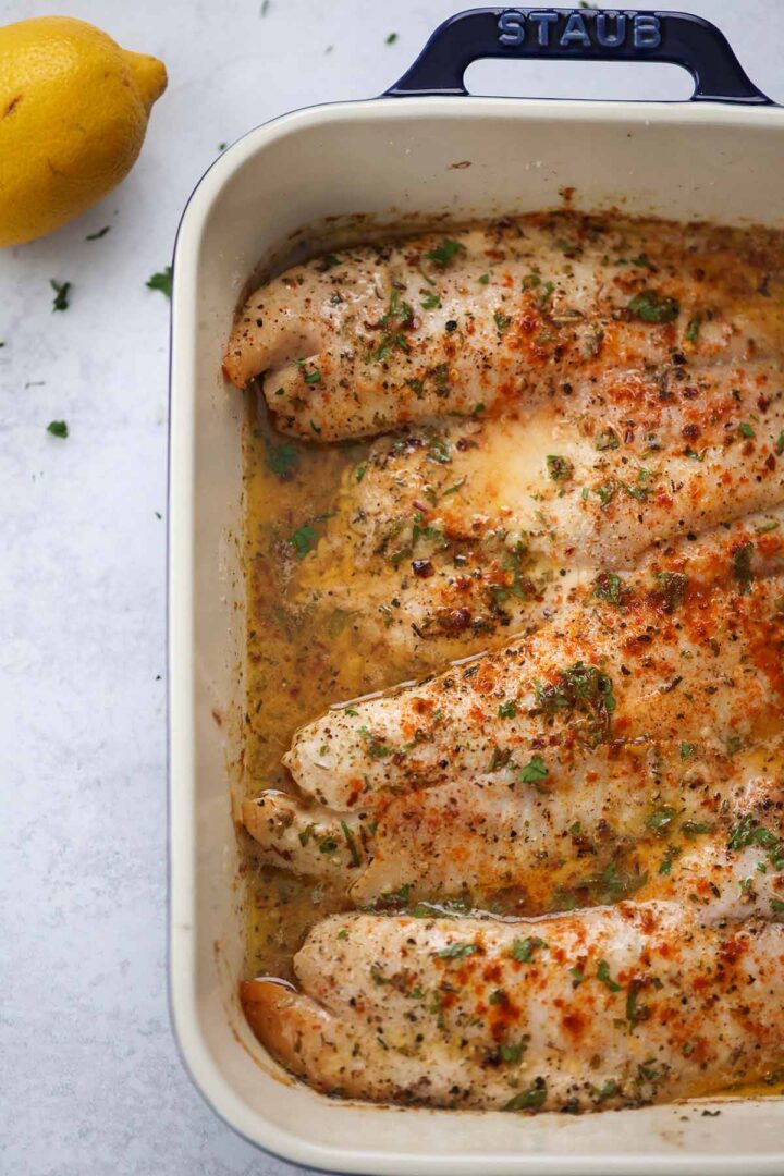 Baked Tilapia (Lemon Butter Sauce) - Cooked by Julie