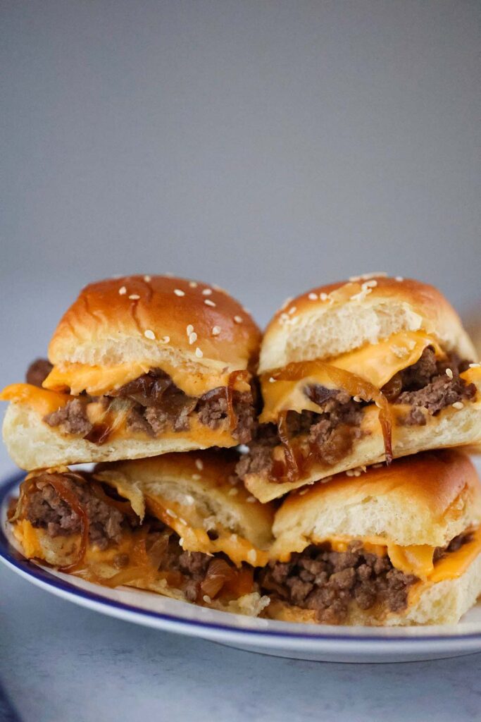 Cheeseburger Sliders with Caramelized Onions - Cooked by Julie