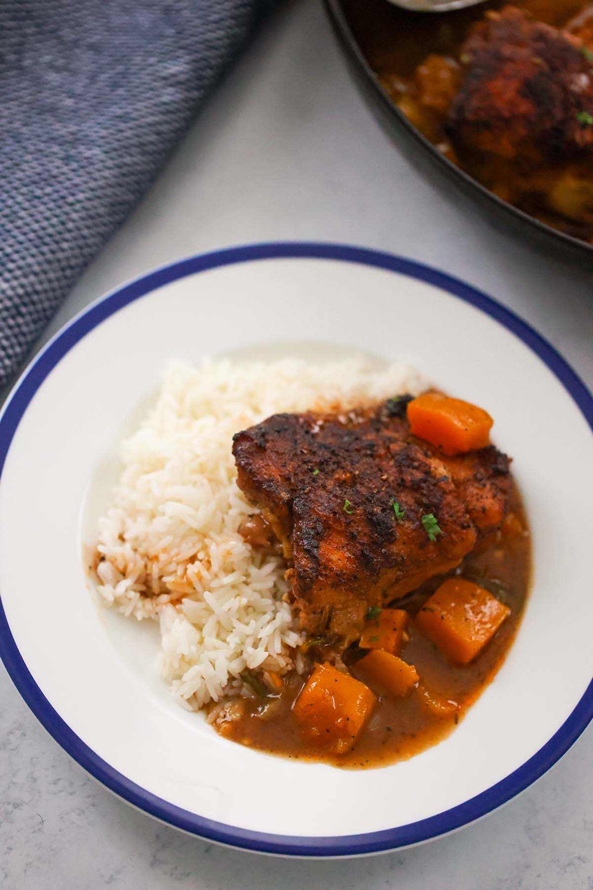 chicken and butternut squash stew with white rice. 