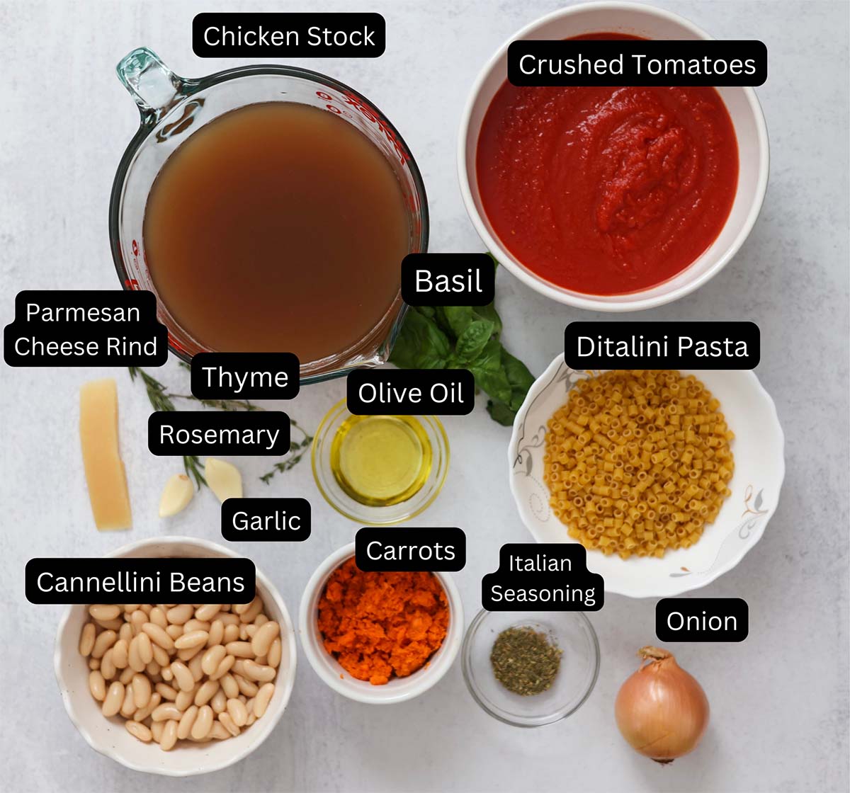 measured and labeled ingredients. 