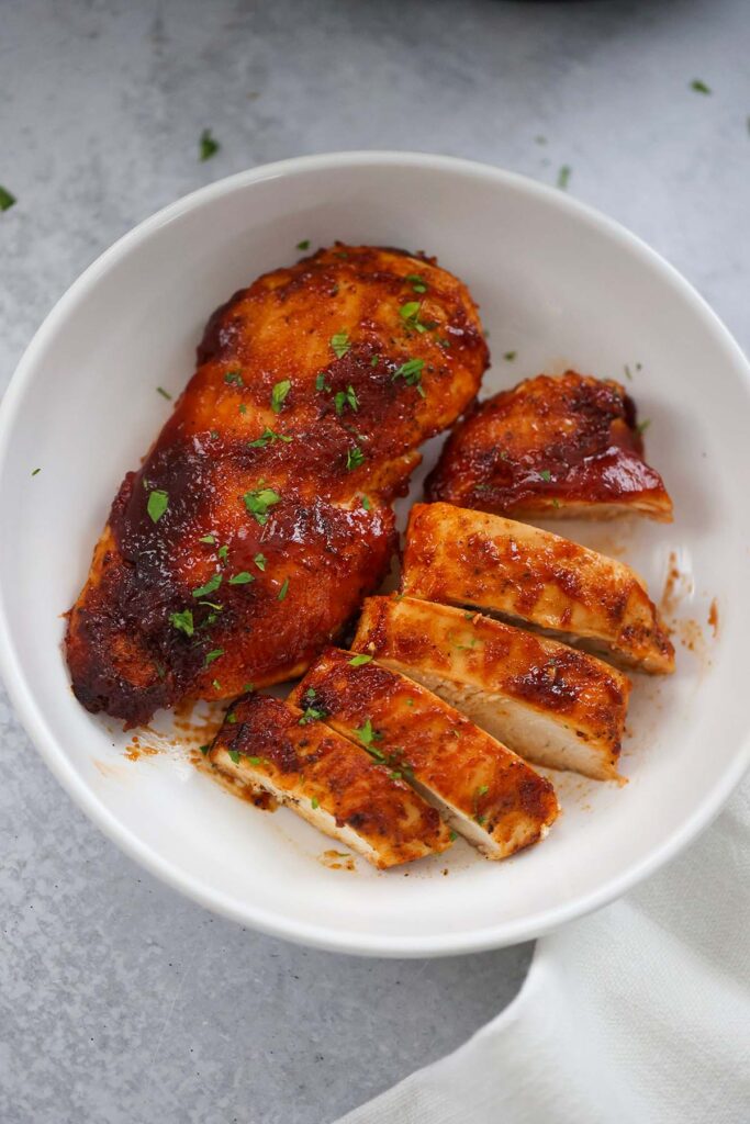 Air Fryer BBQ Chicken Breast Cooked by Julie
