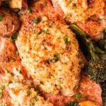 crab stuffed salmon fillets up close.