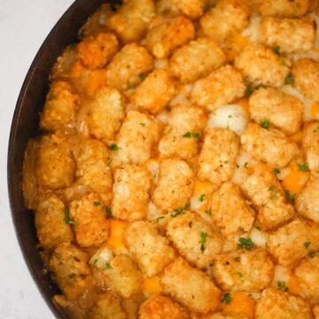 tater tot casserole up close.