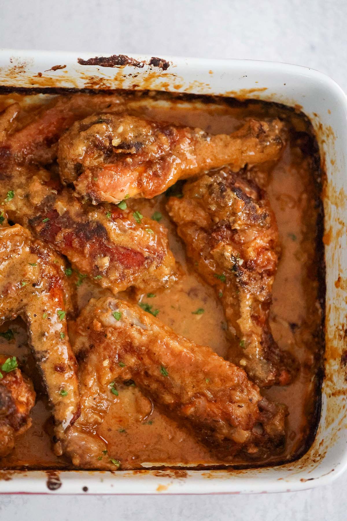 smothered turkey wings in a 9x13 baking dish. 