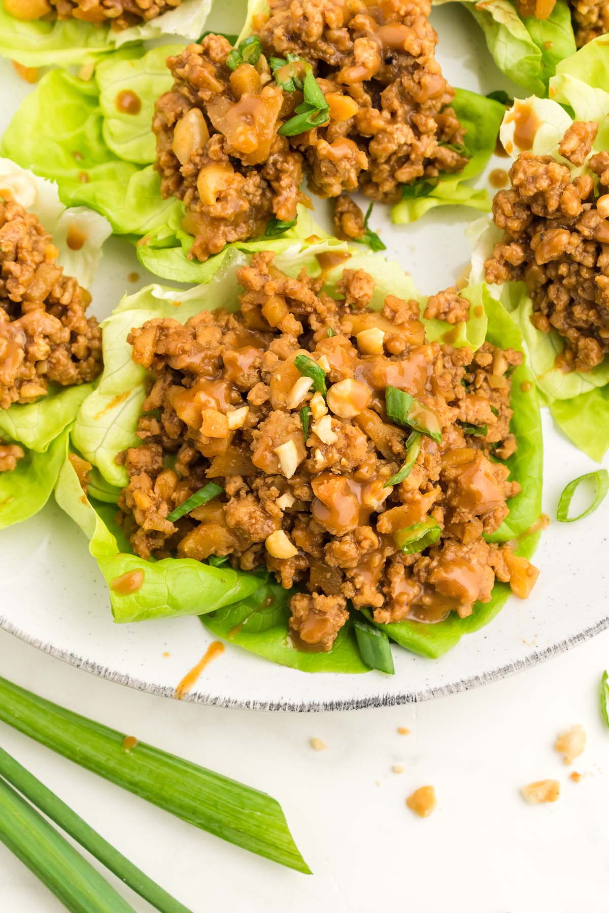 chicken lettuce wraps up close. 