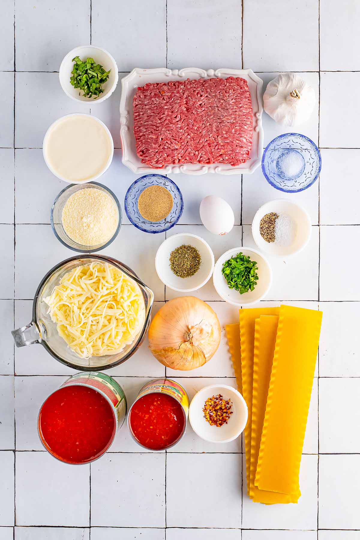 Ingredients for lasagna roll ups. 