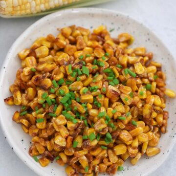 Cajun fried corn with chives on top.