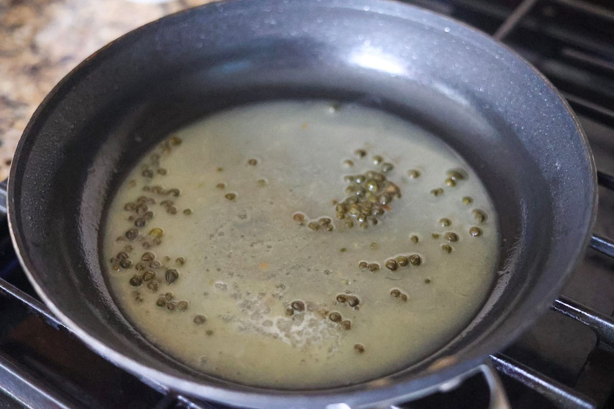 sauce and capers in a skillet. 