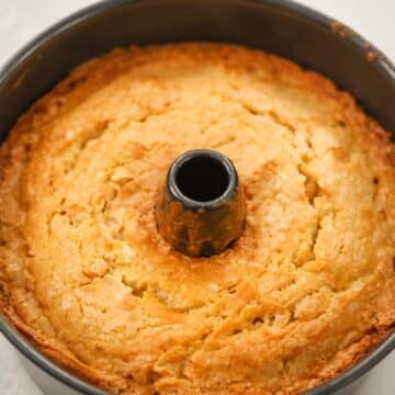 million dollar pound cake in a tube pan.